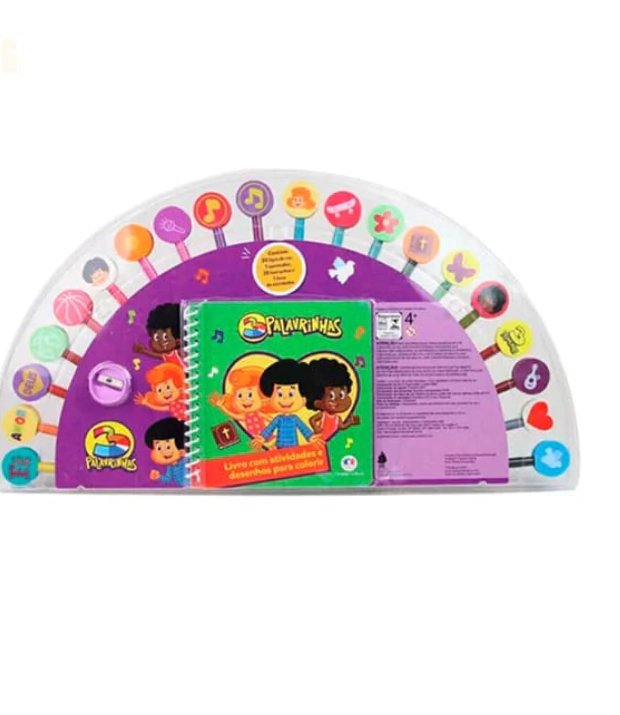 Kit Livro De Colorir + 20 Lápis De Cor + 20 Borrachas