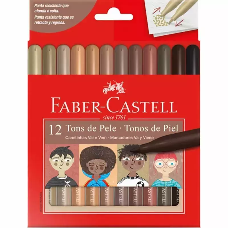 CANETINHAS VAI E VEM FABER-CASTELL TONS DE PELE / 12 CORES