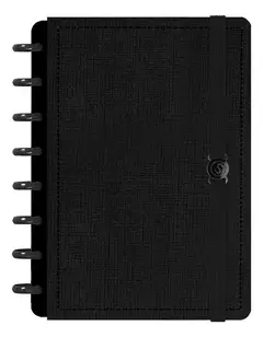 CADERNO ISCOOL DISC PRIME BLACKOUT LINHO PRETO