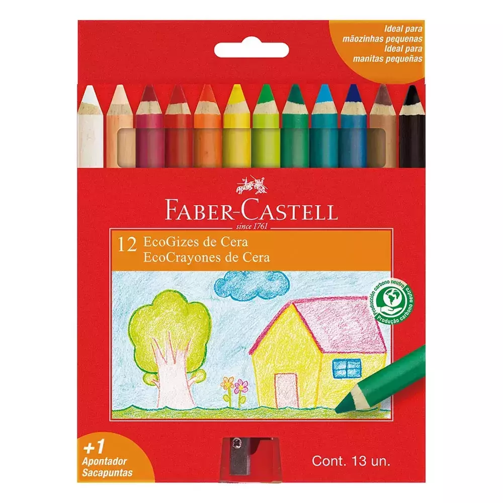 LAPIS DE COR FABER CASTELL JUMBO + 1 APONTADOR / 12 CORES