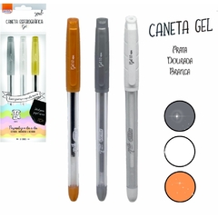 TRIO DE CANETAS BRW DOURADA, BRANCA E PRATA - 1,0MM