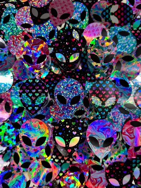 Aliens San Valentin - Paquete 6 stickers holograficas - comprar en línea