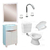 Juego De Baño Completo Griferia Inodoro Vanitory C131 Eg