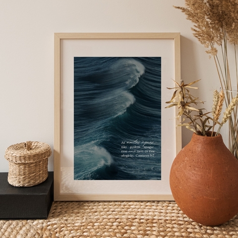 Quadro Decorativo - As muitas aguas não podem afogar esse amor | 32X40 - Vidro | Moldura Pinus - Oliveira Paper - comprar online