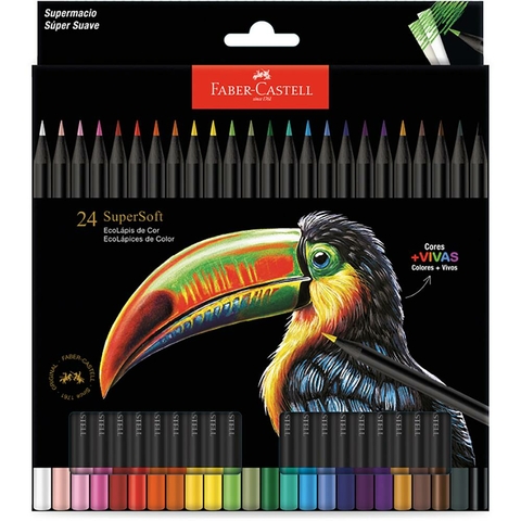Lápis De Cor redondo Supersoft, 24 Cores, Faber-Castell - ET 24 UN