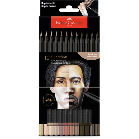 Lápis de cor redondo Supersoft, 12 Tons De Pele, Faber-Castell - ET 12 UN