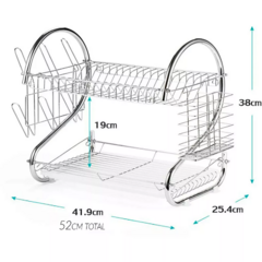 Escurridor Cromado Doble Con Bandeja Y Porta Utensilios - comprar online