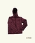 Campera inflable color bordo con capucha y cierre frontal