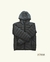 Campera inflable negra con capucha, con un diseño acolchado y cierre frontal.
