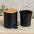 Lixeira Preta 5L com Tampa de Bambu – Elegante e Funcional - comprar online