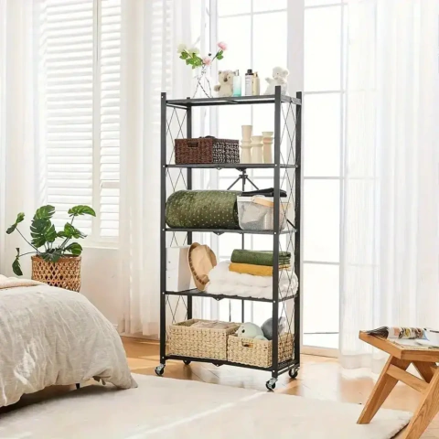 Organizador Plegable 5 Niveles con Ruedas – Negro