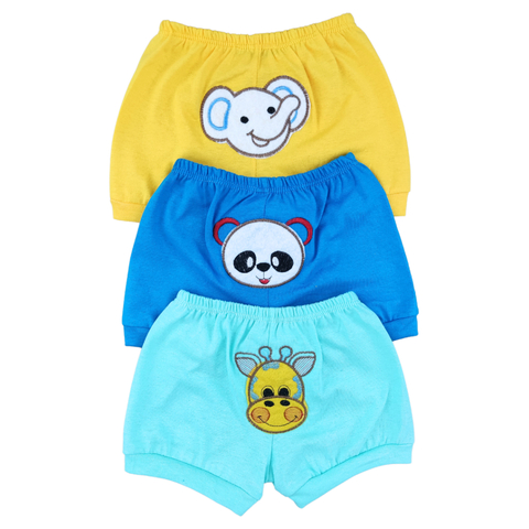 Kit Com 3 Shorts Para Bebê Masculino PMG 100% Algodão
