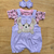 Conjunto Bebê Princesa - 3 Peças com Bordado e Laço