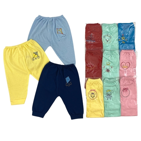 Kit 3 Mijão Com Bordado Computadorizado 100% algodão para Recém Nascido