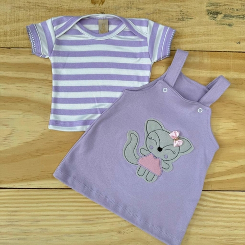 Conjunto Jardineira e Blusa Para Bebê Recém Nascida Suedine 100% Algodão