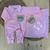 Saída De Maternidade Para Bebê Menina e Menino 100% Algodão 4 Peças com Aplique e Bordado - Sweet Baby