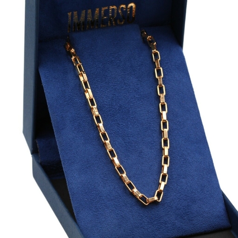 Corrente De Prata Banhada A Ouro 18k Tijolinho 60cm