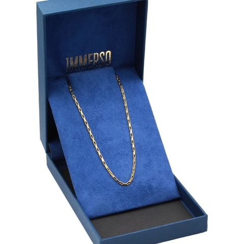 Corrente de Prata 925 Banhada a ouro 18k Elo quadrado 60cm