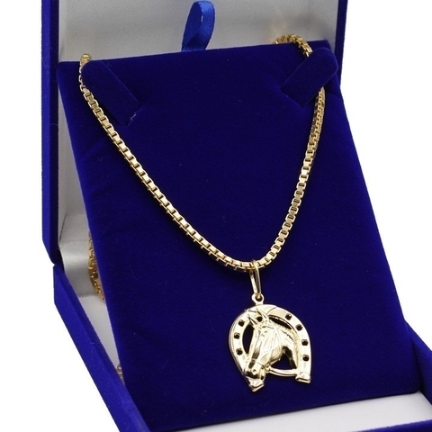 Corrente Prata 925 Banhada ouro 18k Veneziana + Ferradura G