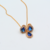 Conjunto Feminino De Prata Banhada A Ouro 18k Gota Azul 50cm na internet