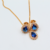 Conjunto Feminino De Prata Banhada A Ouro 18k Gota Azul - Immerso Joias em prata 925 com banho de Ouro 18k de 20 milésimos