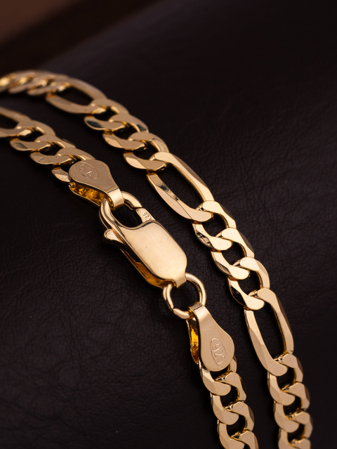 Corrente De Prata Banhada A Ouro 18k Fígaro 3x1 60cm - comprar online