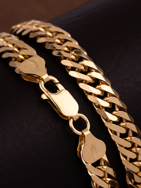 Corrente De Prata Banhada A Ouro 18k Groumet Elo Duplo 60cm - comprar online