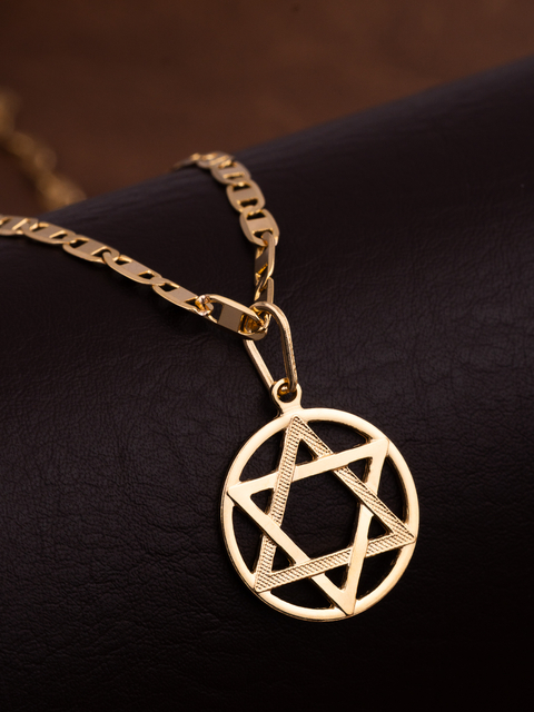 Corrente Prata 925 Banhada a ouro Piastrine + M Estrela Davi - comprar online