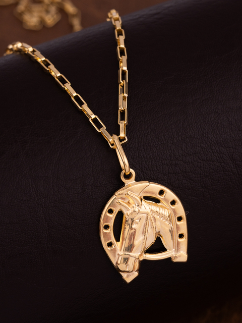 Corrente Prata 925 Banhada ouro 18k Elo quadrado + Ferradura - comprar online