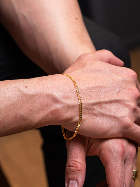 Pulseira De Prata 925 Banhada A Ouro 18k Groumet 21cm 3mm