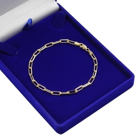 Pulseira de Prata 925 Banhada a ouro 18k Elo alongado 20cm