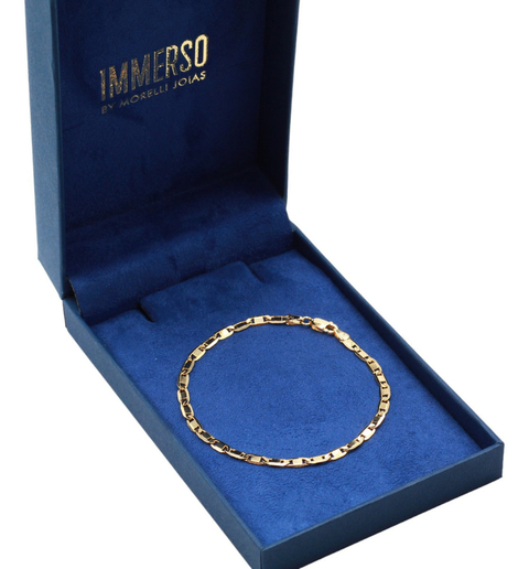 Pulseira De Prata 925 Banhada A Ouro 18k Piastrine 20cm 3mm