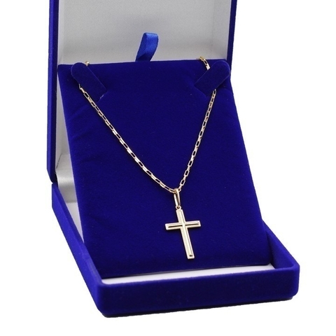 Corrente Prata 925 Banhada ouro 18k Elo quadrado + Cruz ML