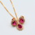 Conjunto Feminino De Prata Banhada A Ouro 18k Gota Vermelha - Immerso Joias em prata 925 com banho de Ouro 18k de 20 milésimos