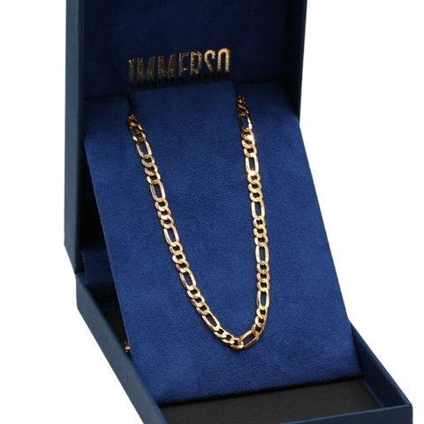 Corrente De Prata Banhada A Ouro 18k Fígaro 3x1 60cm