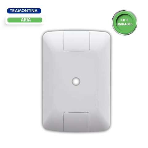Placa com 1 Furo 9,5 mm 4x2 Tramontina Aria Branca Kit 03 Unidades