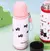 Termo de Acero Inoxidable Doble Pico con Vaso + Sorbete Rosa con rayas celeste - comprar online