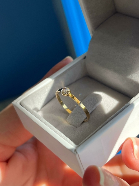 Anel Solitário com Diamante Natural – Aro 15 | 0,20ct | Ouro