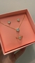 Conjunto Coração De Zircônia Cravejado Banhado A Ouro 18K