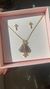 Colar Nossa Senhora Aparecida Azul Banhado A Ouro 18K - Apolínea Joias