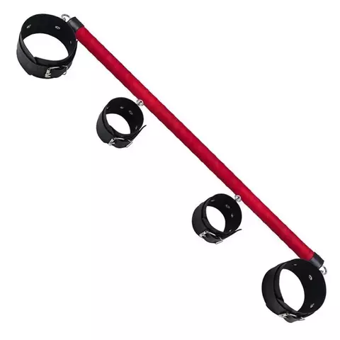 Separador Duo com Algema e Tornozeleira Linha Sado Preto - Vermelho - comprar online