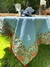 Mantel Tusor Azul con Block Print + Servilletas