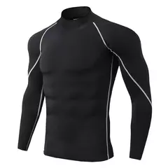 Camiseta esportiva masculina de secagem rápida, musculação, corrida, manga lo na internet