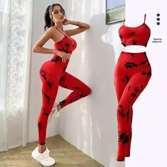 New Tie Dyed Seamless Yoga Suit Set Pendurado Pescoço Yoga Bra Sports Bra Yoga - comprar online