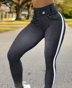 Leggings jeans com estampa de cintura alta feminina, controle de barriga, elevação de bumbum, calça lápis fina, primavera, verão, nova - comprar online
