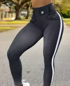 Leggings jeans com estampa de cintura alta feminina, controle de barriga, elevação de bumbum, calça lápis fina, primavera, verão, nova - Vs-shop