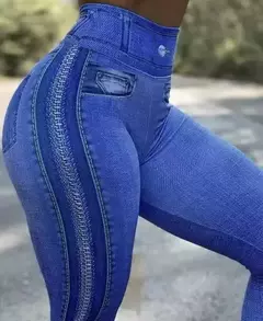 Imagem do Leggings jeans com estampa de cintura alta feminina, controle de barriga, elevação de bumbum, calça lápis fina, primavera, verão, nova