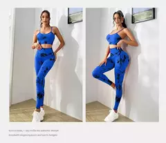 Imagem do New Tie Dyed Seamless Yoga Suit Set Pendurado Pescoço Yoga Bra Sports Bra Yoga