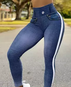 Leggings jeans com estampa de cintura alta feminina, controle de barriga, elevação de bumbum, calça lápis fina, primavera, verão, nova - loja online