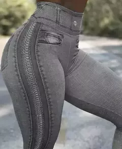 Leggings jeans com estampa de cintura alta feminina, controle de barriga, elevação de bumbum, calça lápis fina, primavera, verão, nova na internet